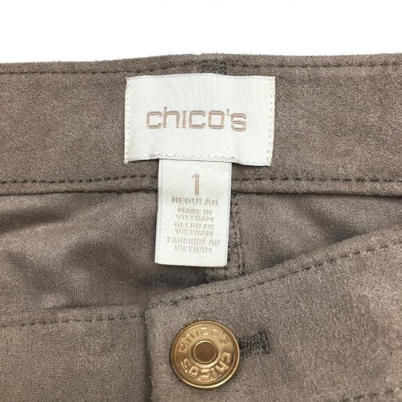 Chico's Women's Tan Faux Suede Jeans Straight Leg size 8 / 10 length 30" - Picture 7 of 10